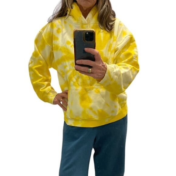 La Detresse Revolve Tie Dye Yellow Oversized Hooded Sweatshirt.Size XS - Picture 1 of 12